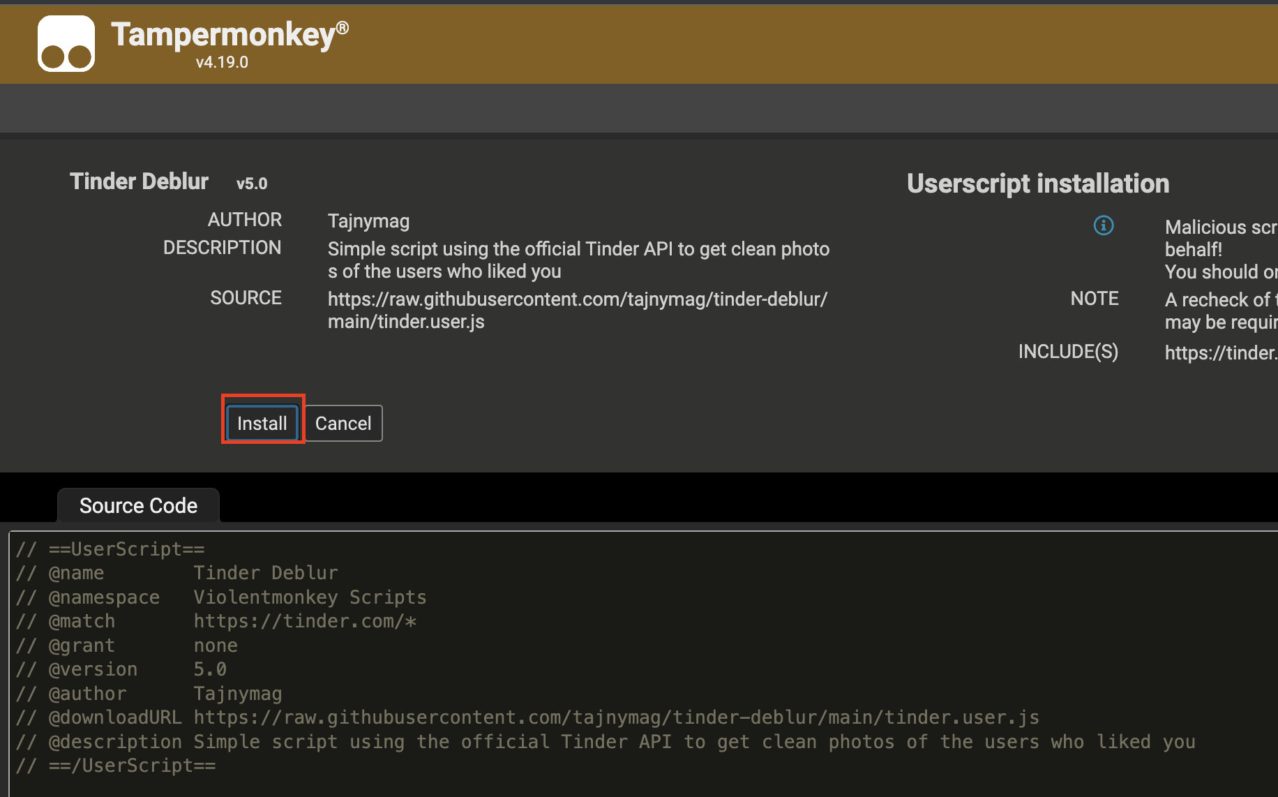 Cài đặt file js vào Tampermonkey